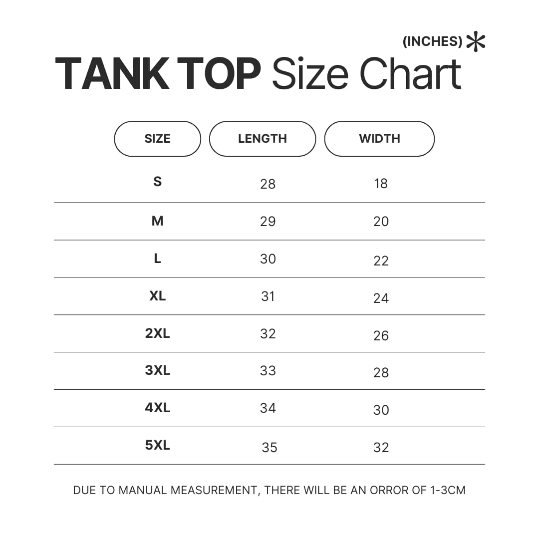 Tank Top Size Chart - Fourth Wing Shop