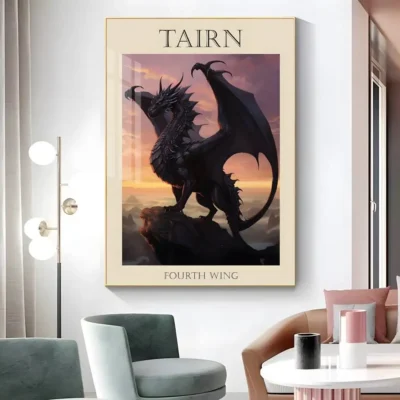 Fourth Wing Dragon Magical Illustration Wall Art