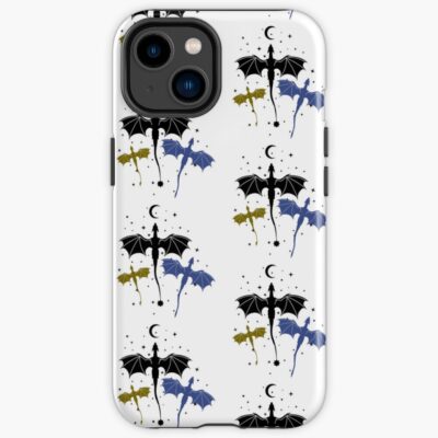 Trio Of Black Gold And Navy Dragons Iphone Case