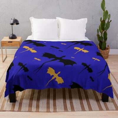 Fourth Wing Deep Blue Dragon Throw Blanket