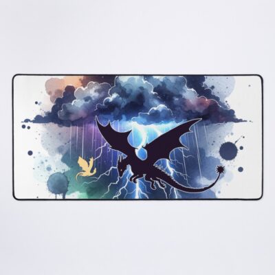 Flying Dragons Stormy Night Sky Mouse Pad