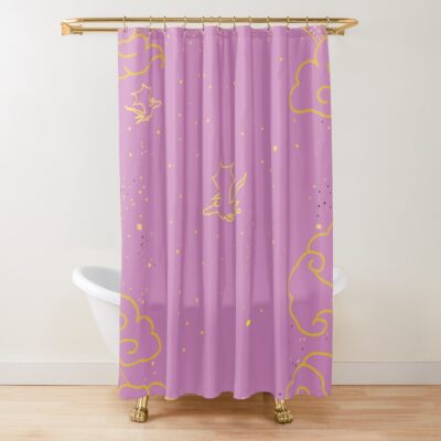 Pink Fourth Wing Illustrated Shower Curtain