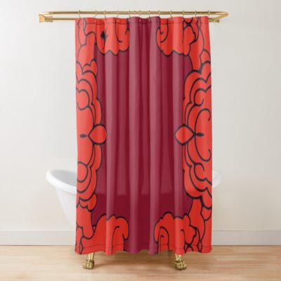 Fourth Wing Clouds Red Illustrated Shower Curtain