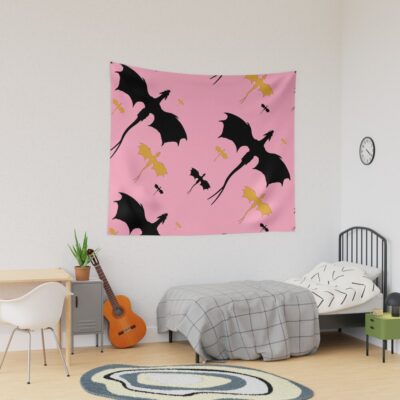 Fourth Wing Deep Pink Dragon Tapestry
