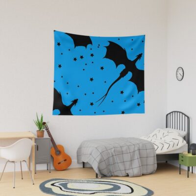 Fourth Wing Baby Blue Stars And Dragon Tapestry