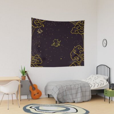 Fourth Wing Black Illustrated Tapestry