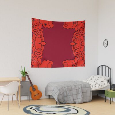 Fourth Wing Clouds Red Illustrated Tapestry