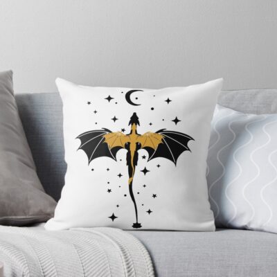 Black And Gold Starry Dragons Throw Pillow