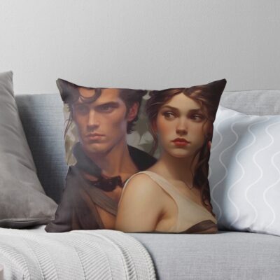 Fourth Wing Fan Art Violet And Xaden Throw Pillow