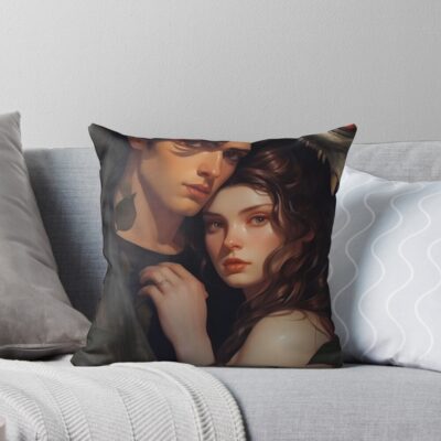 Violet And Xaden Fourth Wing Fan Art Violet Sorrengail Throw Pillow