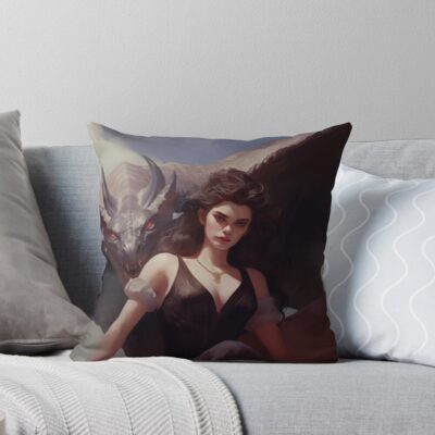Violet And Tairn Fanart Throw Pillow