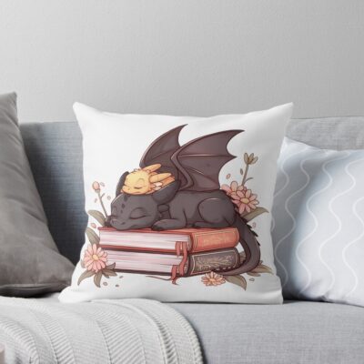 Book Dragon Fourth Wing Throw Pillow