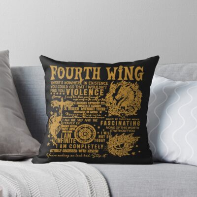 Fourth Wing Romantasy Dragons Throw Pillow